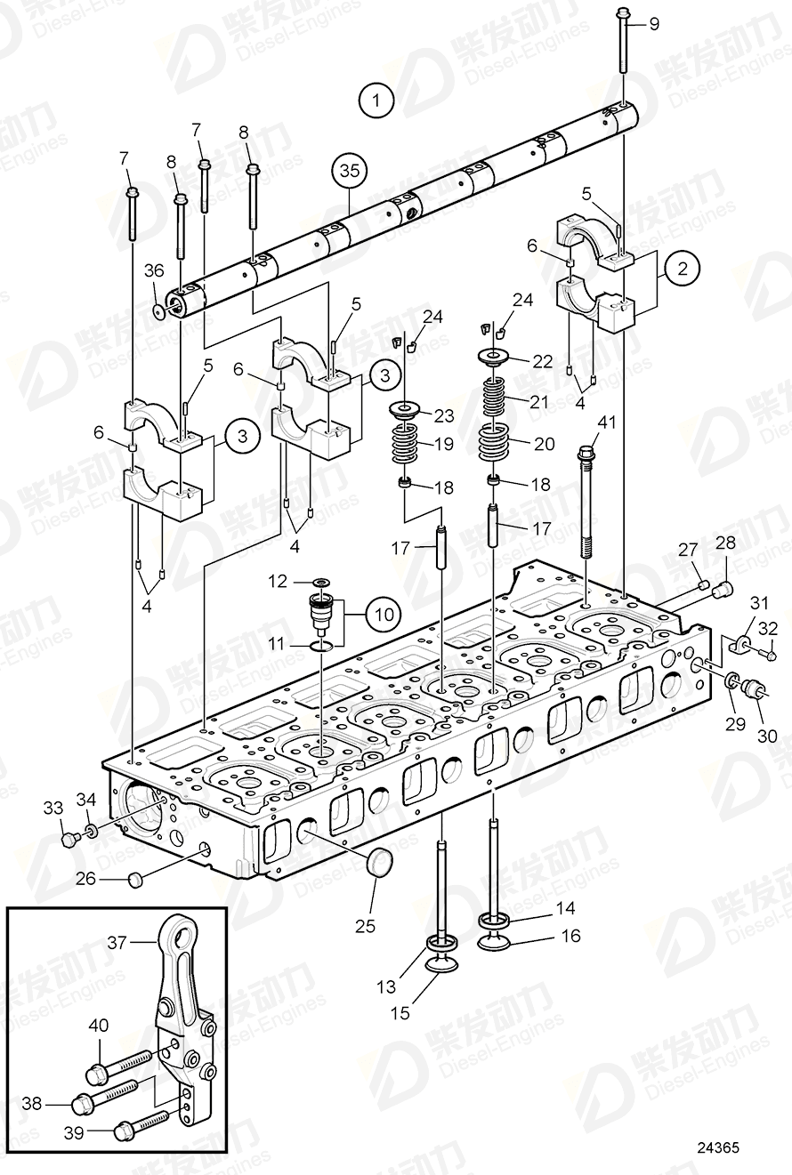 VOLVO Cylinder Head, exch 3801605 Drawing